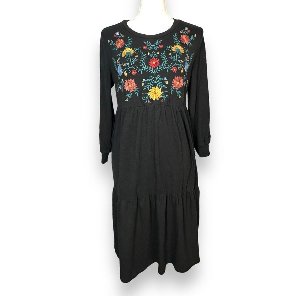 Polagram Embroidered Long Sleeve Boho Dress